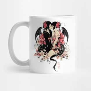 Two Geishas Kissing Graphic T-Shirt 12 Mug